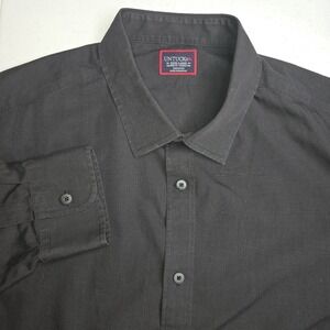 UNTUCKIT Mens XXXL Wrinkle Free Black Stone Long Sleeve Shirt Style# 31360 -1035